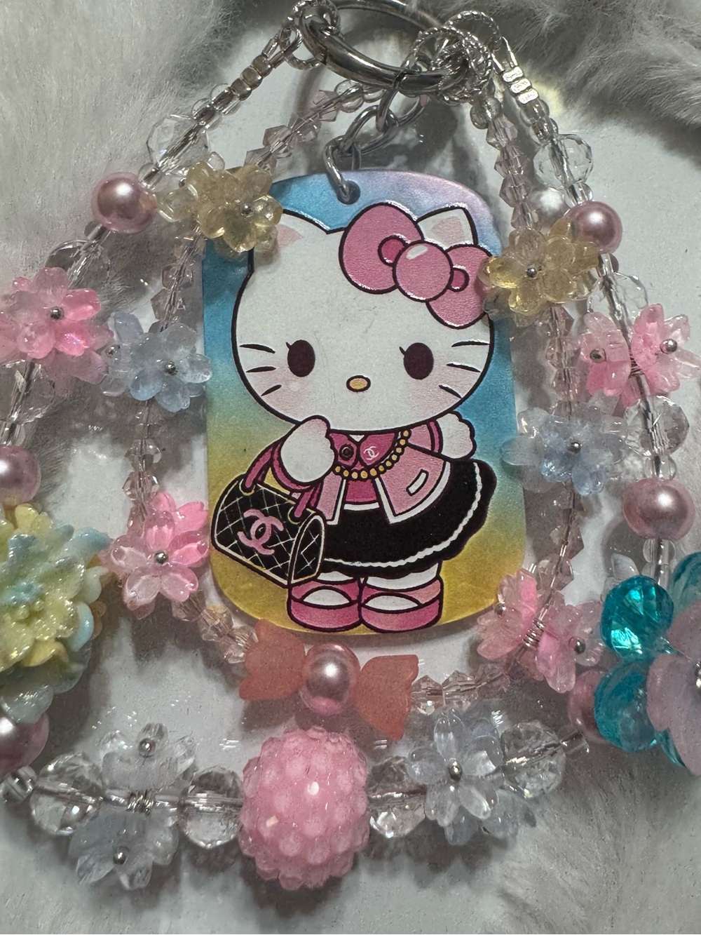 Hello Kitty Pastel Bead Phone Charm.